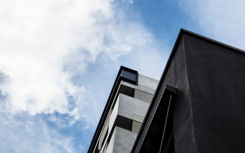 Interlocking cladding in COLORBOND® Nightsky® at Alto Apartments, Melbourne
