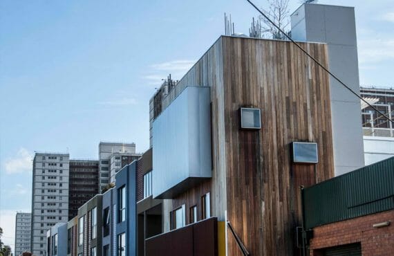 Flatlock cladding in VMZINC Quartz at Laity Street House, Melbourne