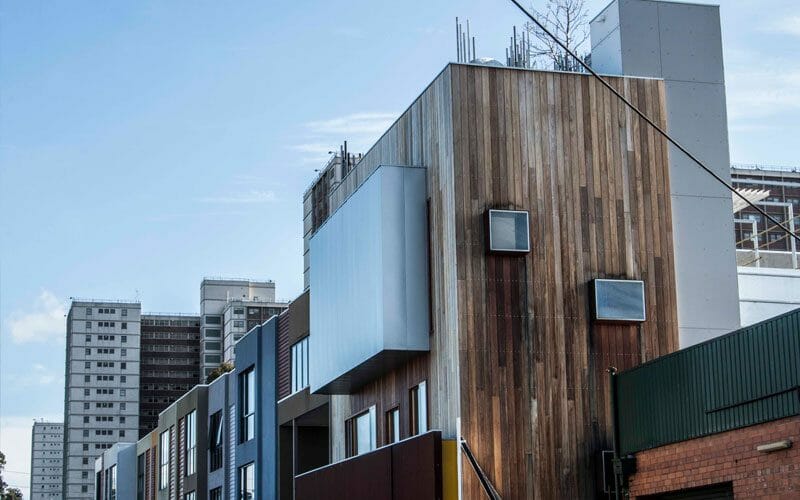 Flatlock cladding in VMZINC Quartz at Laity Street House, Melbourne