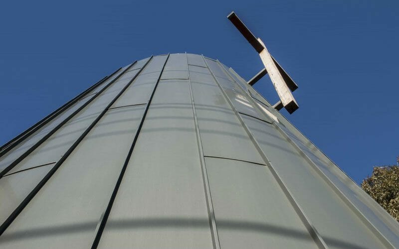 Standing Seam cladding in Rheinzink Graphite Grey at Mannix College, Melbourne