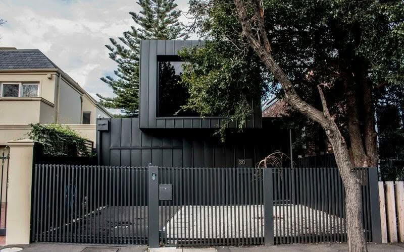 Standing Seam cladding in Elval Black Aluminium at Ralston House, Melbourne