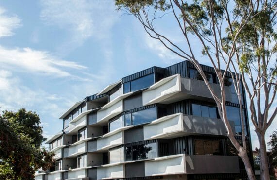 Nailstrip cladding in COLORBOND® Monument® at The Hill Apartments, Melbourne