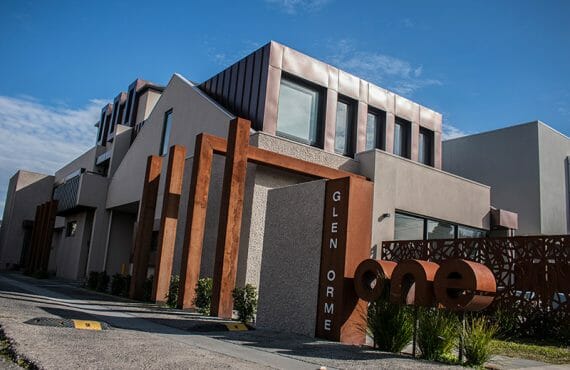 Standing Seam and Flatlock cladding in Antique Copper Aluminium at Glen Orme Townhouses, Melbourne