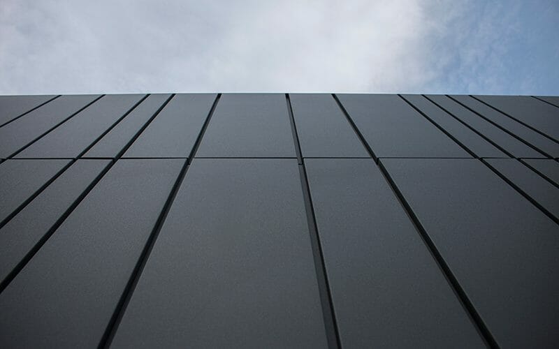 Standing Seam and Interlocking cladding in Vestis Nebula Midnight and Vestis Nebula Luna at Bates Street, Melbourne