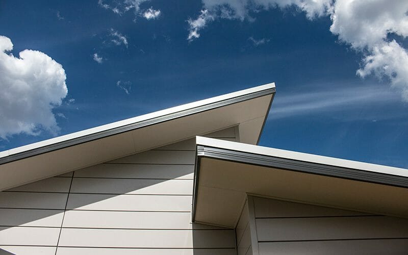 Interlocking cladding in COLORBOND® Steel Dune® at Nyrang Street House, Melbourne