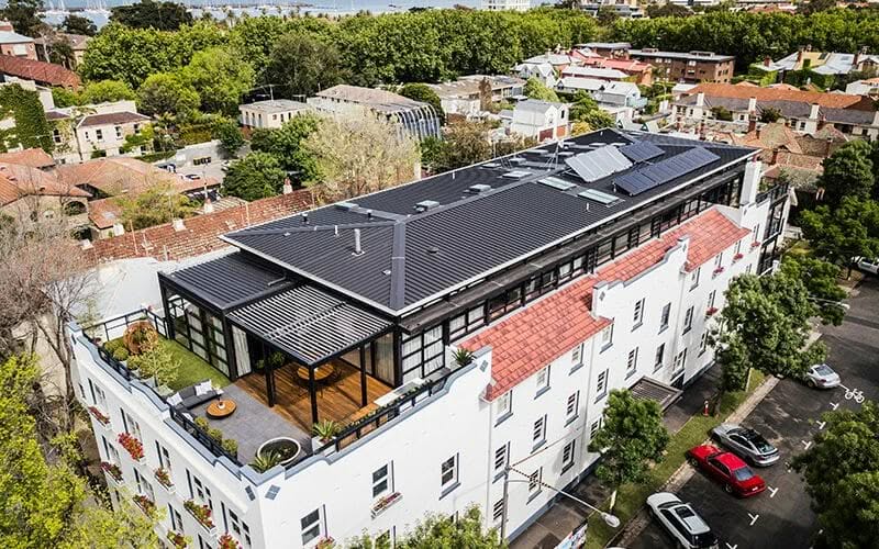 Snaplock cladding in COLORBOND® Steel Matt Monument at The Gatwick, The Block 2018, Melbourne